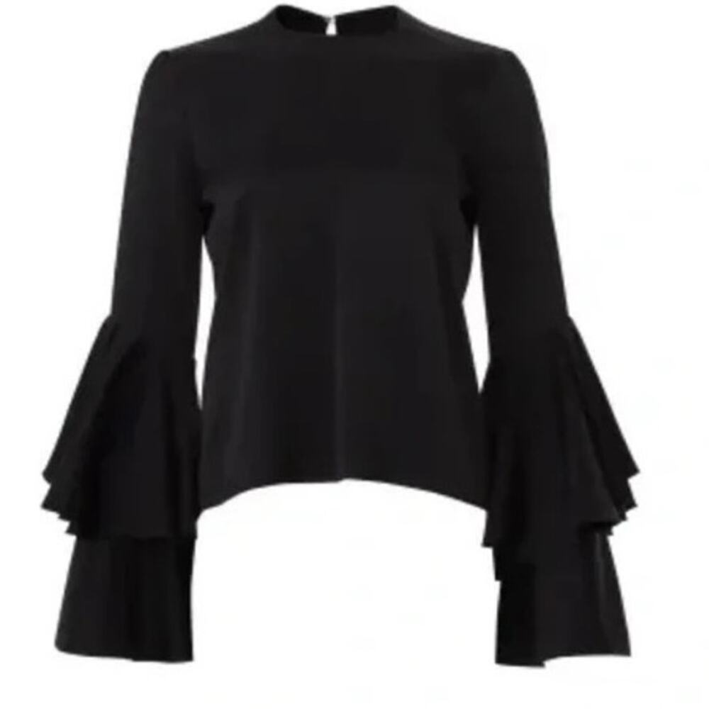 Galvan London Flared Crepe Blouse